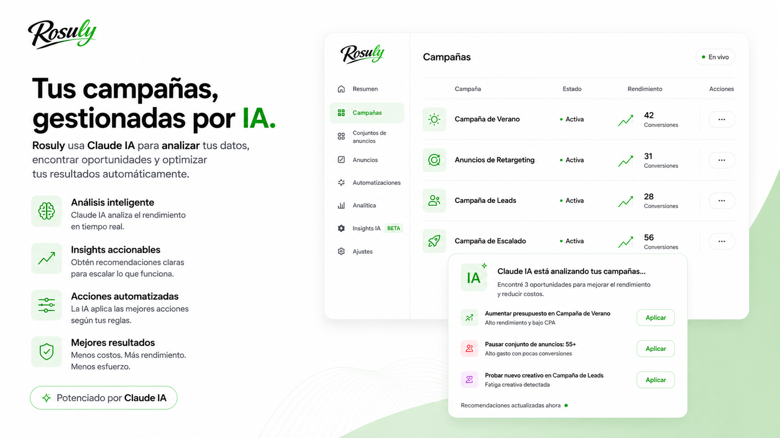 Gestionadas por IA CLAUDE